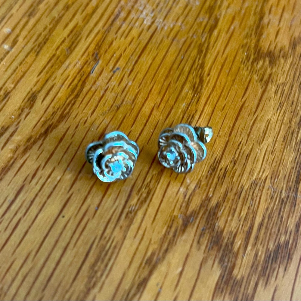 Gold Color Rose Stud Earrings